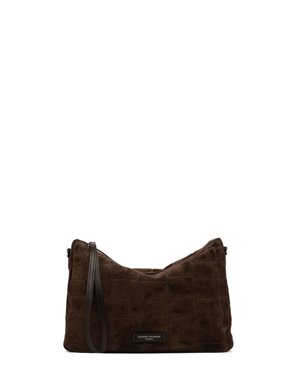 Borsa media a tracolla scamosciata NORA POUCH ESPRESSO
