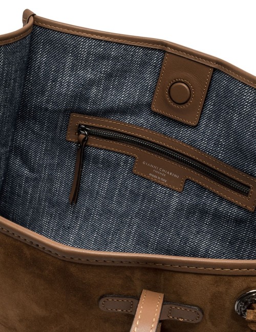 Shoulder bag in suede MARCELLA COGNAC