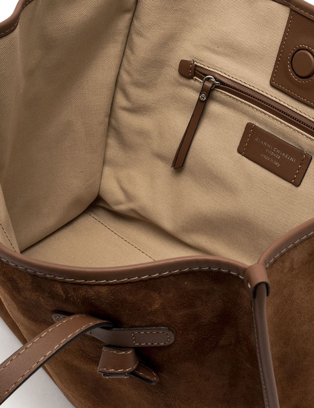 Shoulder bag in suede MARCELLA COGNAC