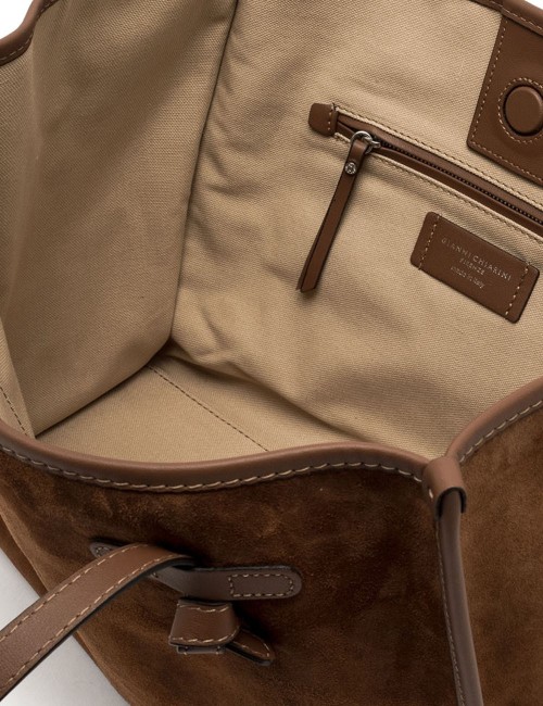 Shoulder bag in suede MARCELLA COGNAC