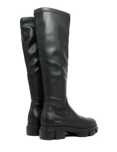 Stivale elasticizzato in pelle nero