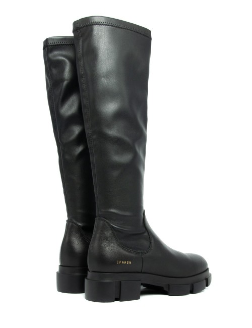 Stretch boots leather black