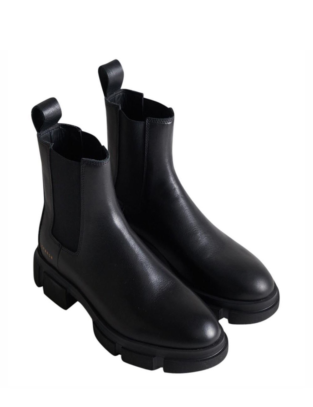 Stretch ankle boot leather black