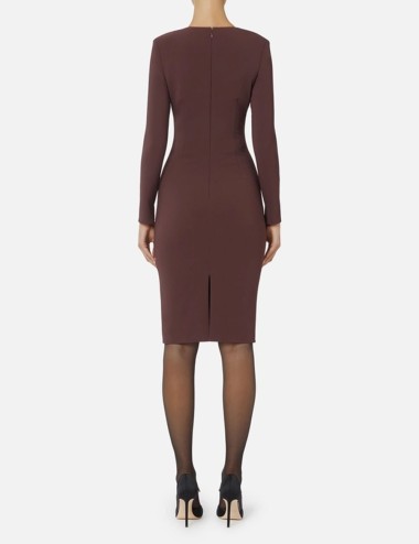 Dress in lightweight crêpe fabric with jewel chain merlot