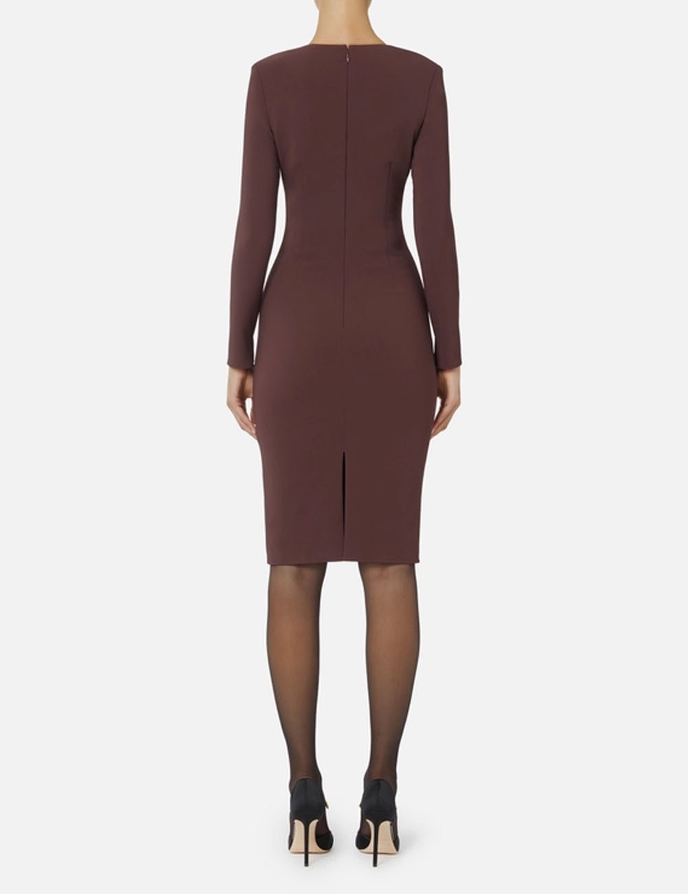 Dress in lightweight crêpe fabric with jewel chain merlot