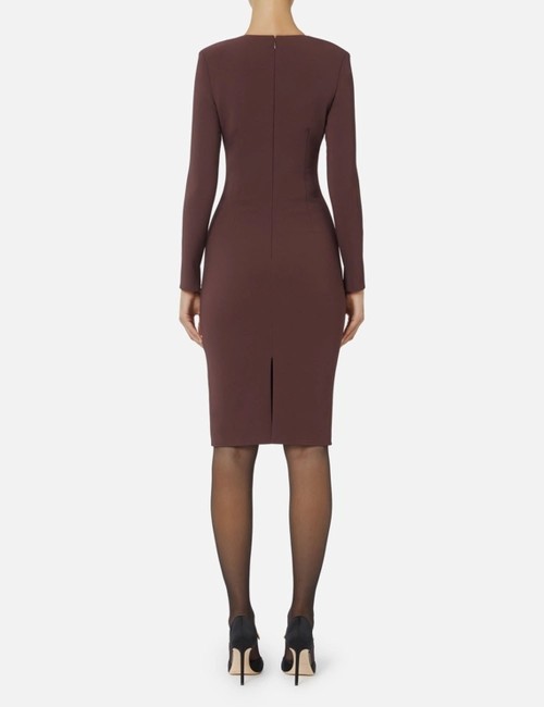 Dress in lightweight crêpe fabric with jewel chain merlot