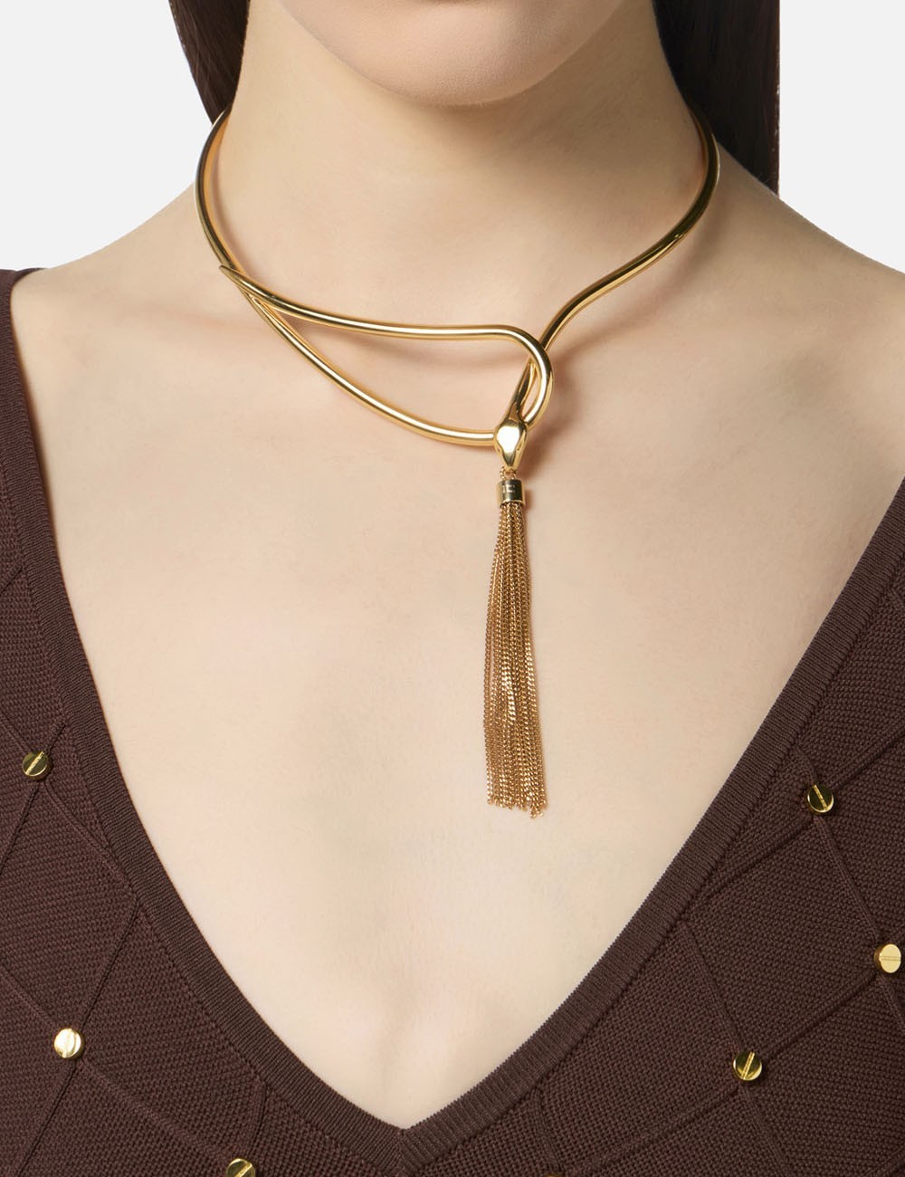 Necklace with snake and tassel Yellow Gold