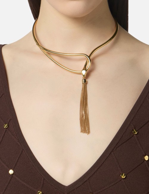 Collana con serpente e nappina Oro Giallo