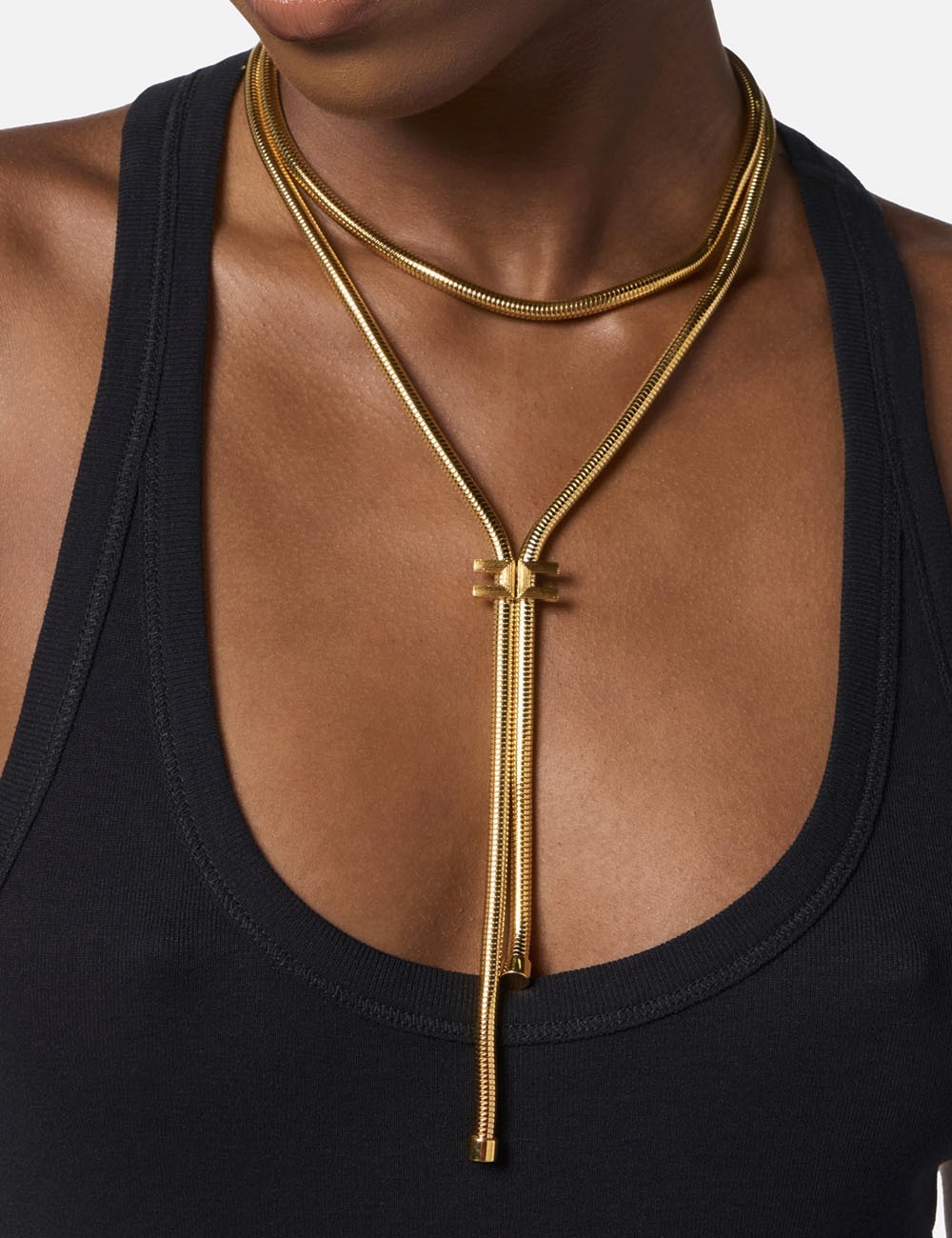 Collana con trama snake e logo oro giallo