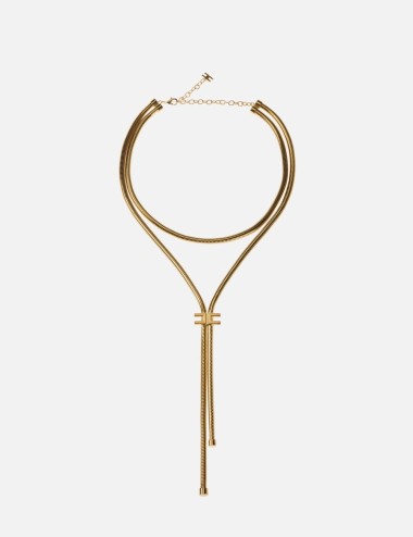 Collana con trama snake e logo oro giallo