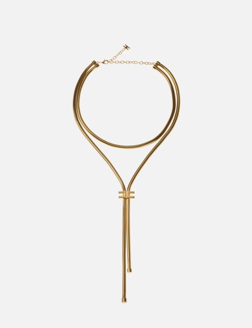 Collana con trama snake e logo oro giallo