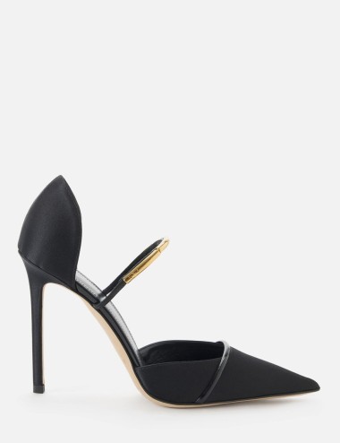 D'Orsay pumps in satin fabric with jewel detail black