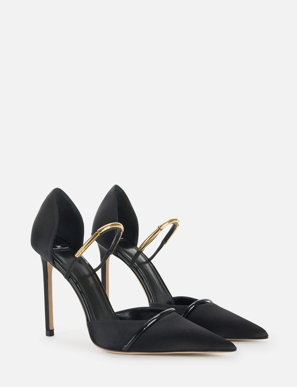 D'Orsay pumps in satin fabric with jewel detail black