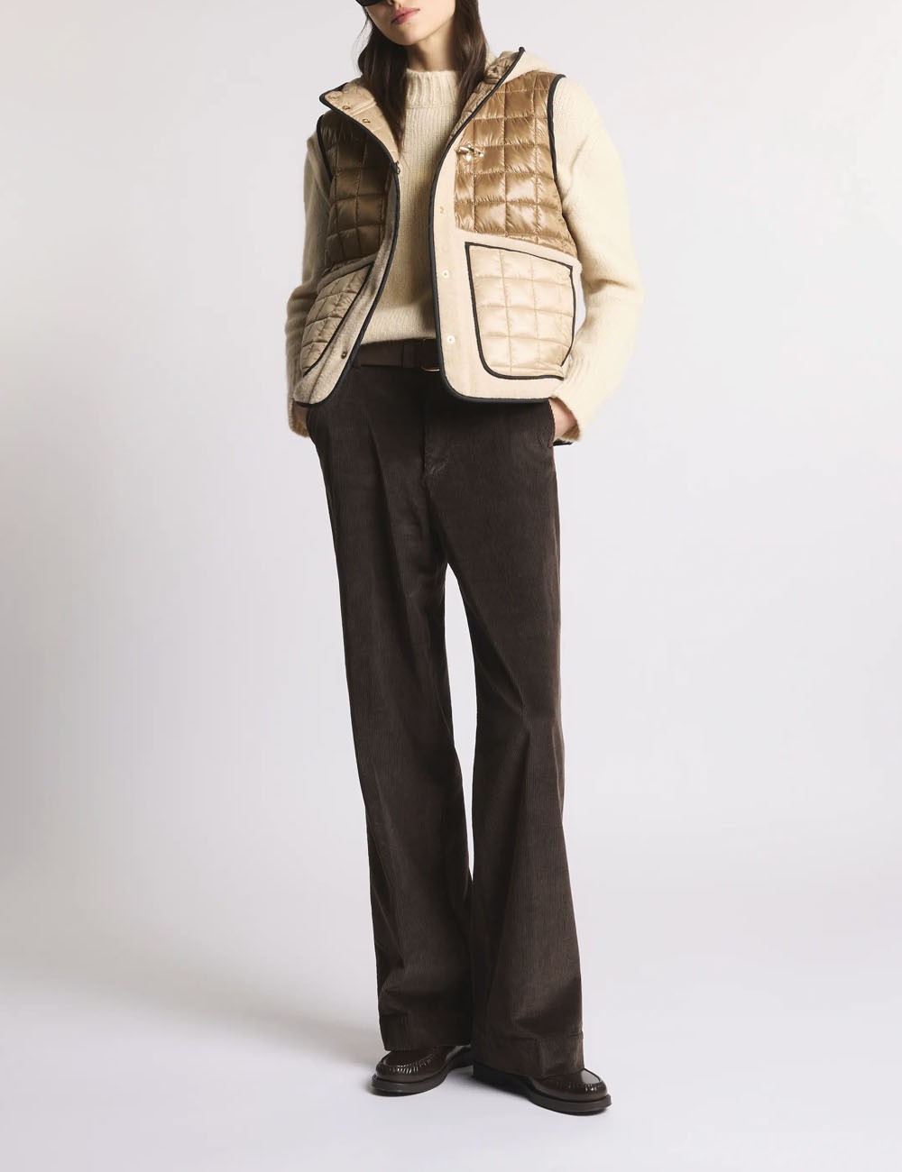 Gilet in Tessuto Tecnico a Quadri marrone beige