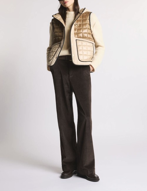 Gilet in Tessuto Tecnico a Quadri marrone beige