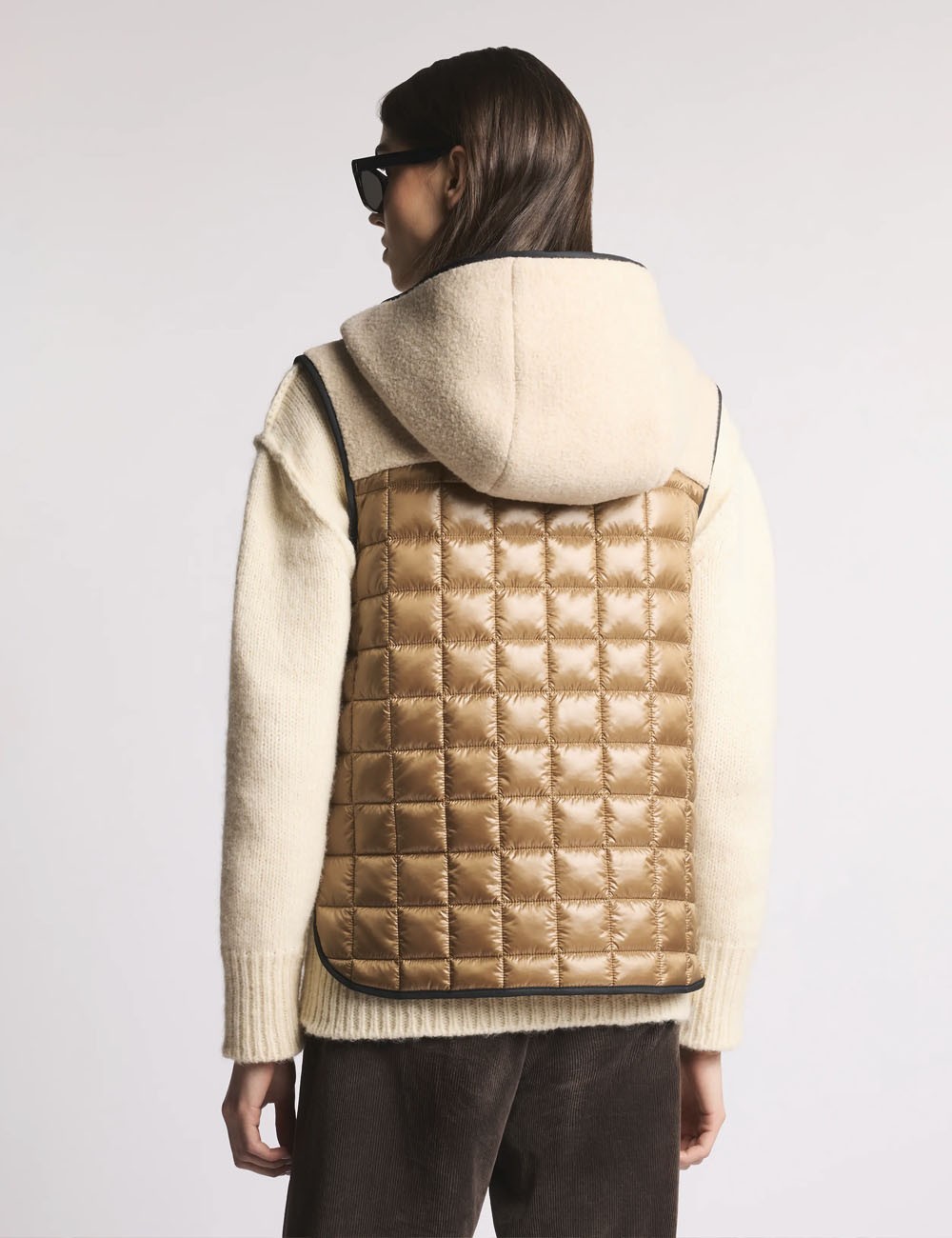 Gilet in Tessuto Tecnico a Quadri marrone beige