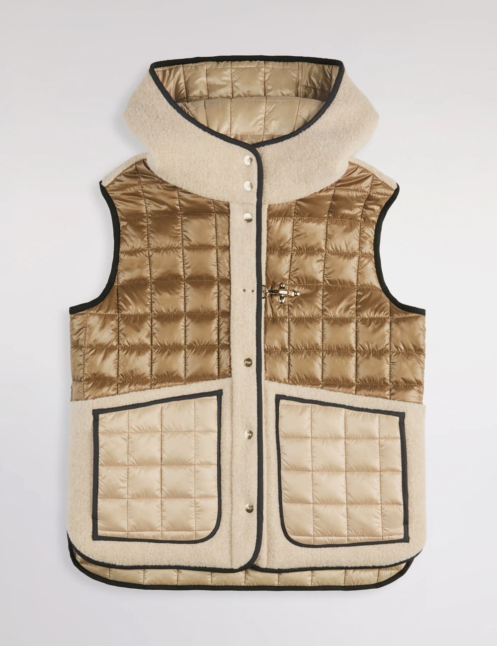 Gilet in Tessuto Tecnico a Quadri marrone beige