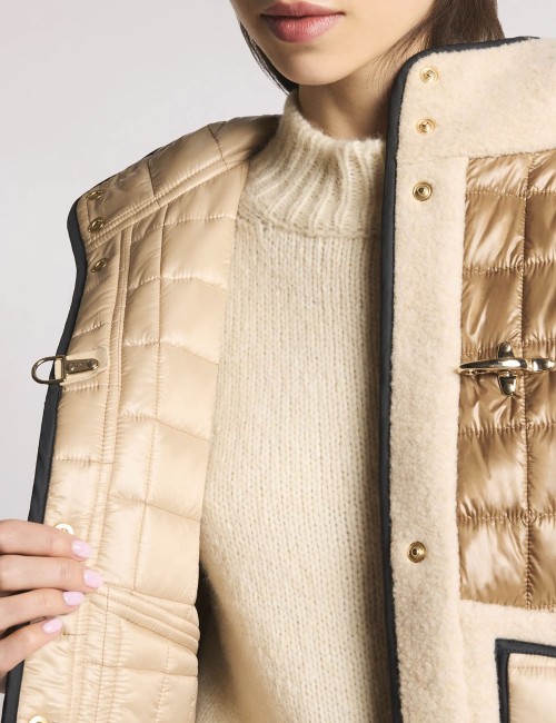 Gilet in Tessuto Tecnico a Quadri marrone beige