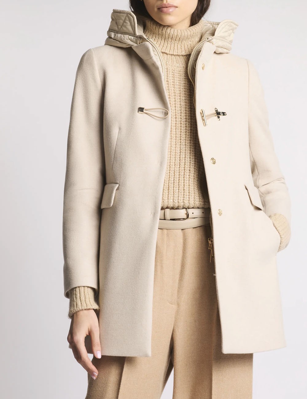 Toggle Coat in Mélange Wool Fabric white bianco