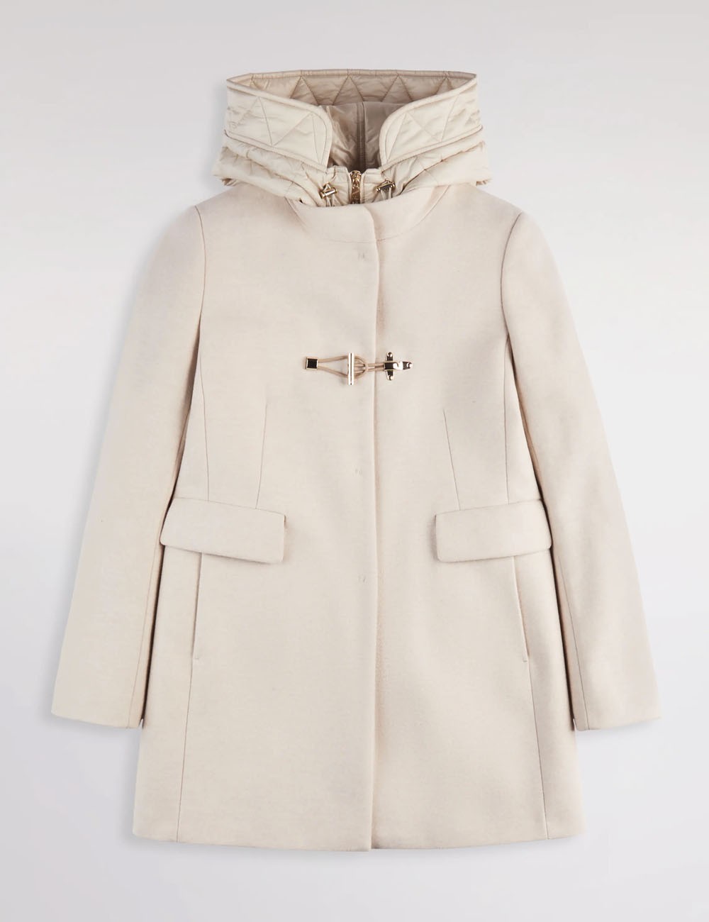 Toggle Coat in Mélange Wool Fabric white bianco