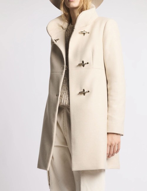 Romantic Coat in Panno di Lana Mélange bianco