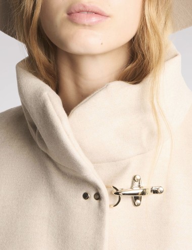 Romantic Coat in Panno di Lana Mélange bianco