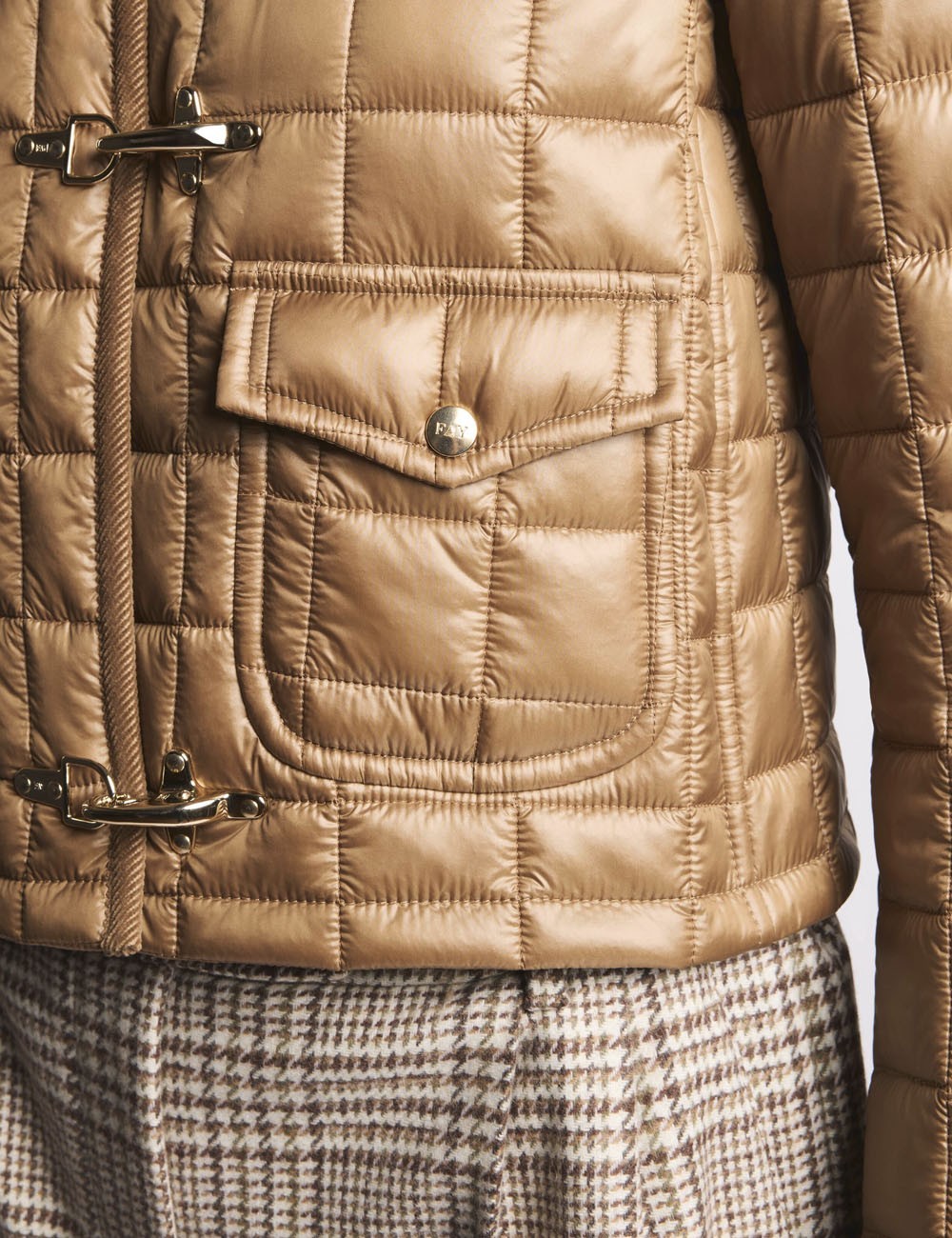3 Ganci in Tessuto Tecnico a Quadri beige