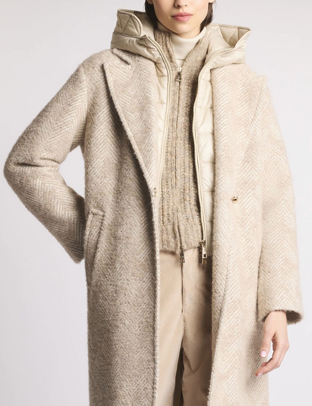 Cappotto Double Front in Resca di Lana e Mohair