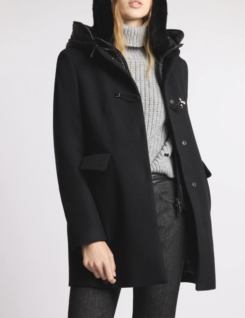 Toggle Coat in Wool Fabric black