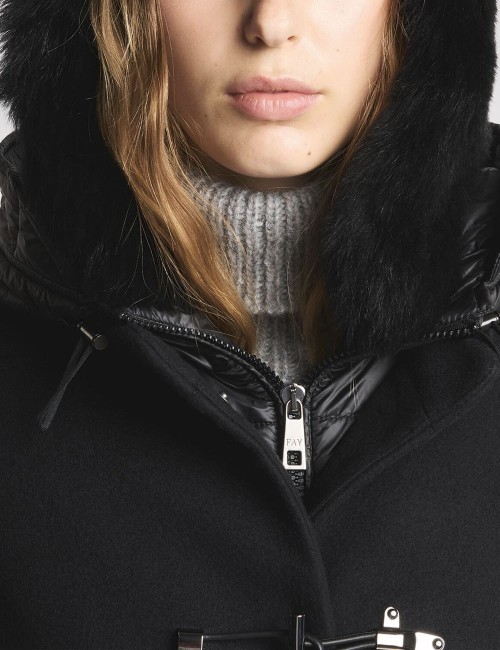 Toggle Coat in Panno di Lana nero