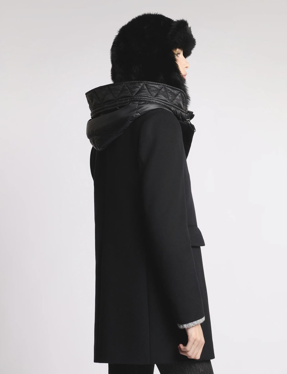 Toggle Coat in Wool Fabric black