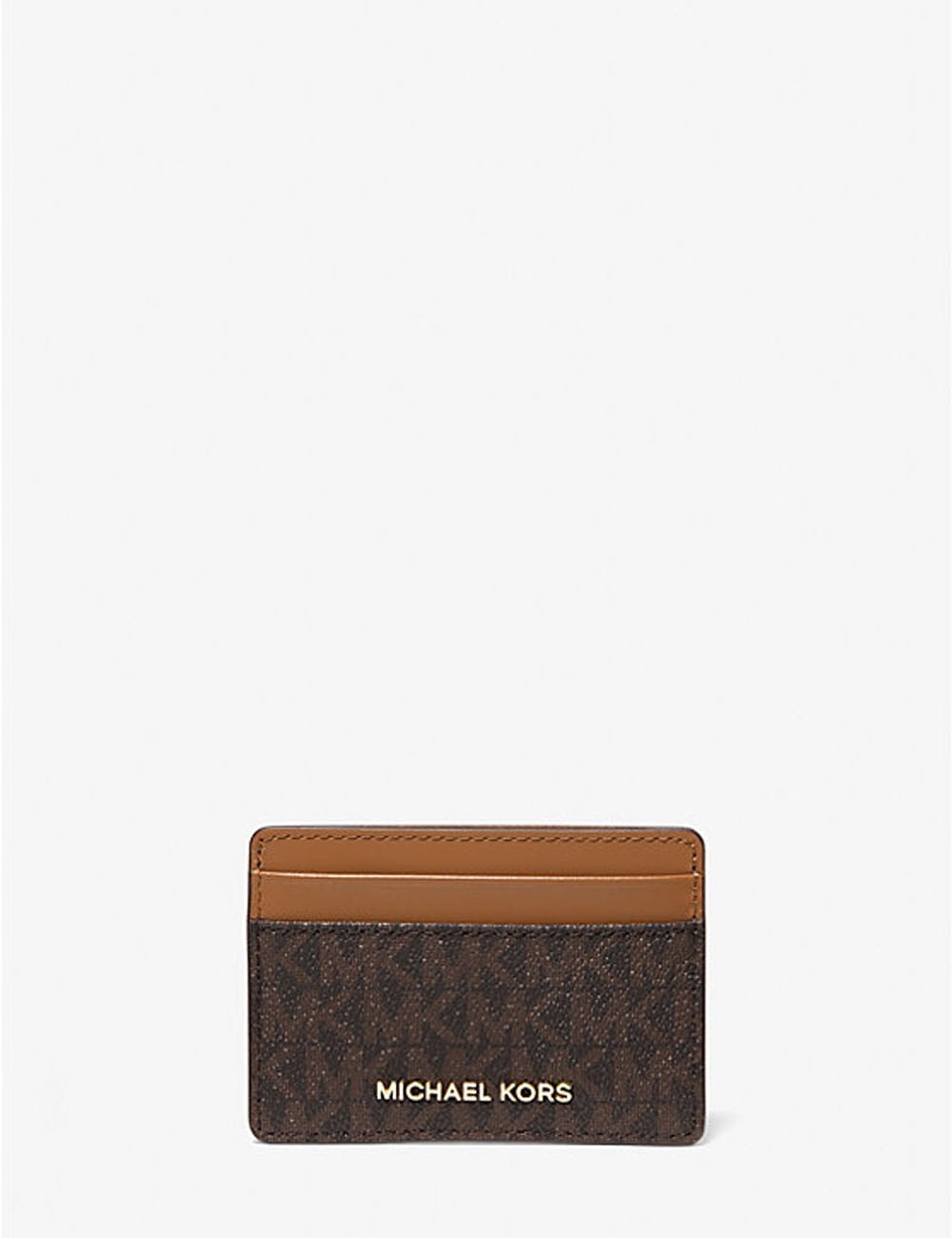 Porta carte di credito con logo marrone