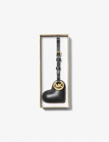 Puffy Heart Leather Bag Charm black