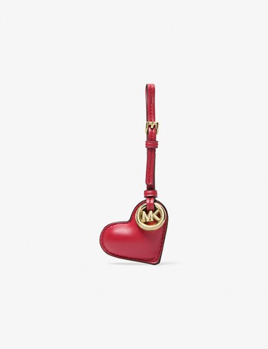 Puffy Heart Leather Bag Charm red