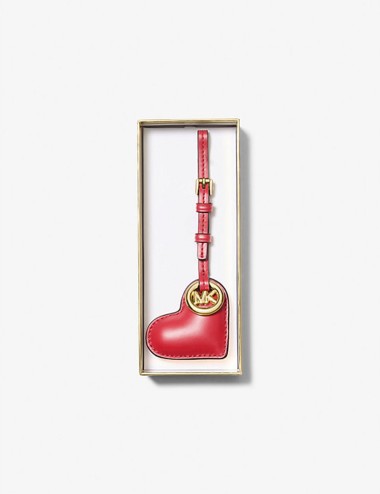 Puffy Heart Leather Bag Charm red