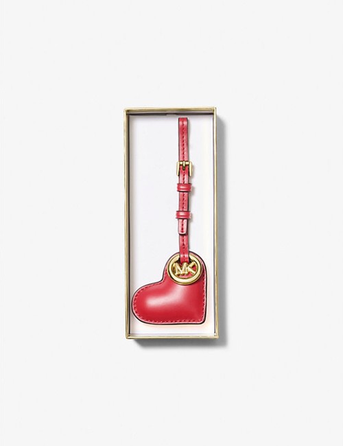 Puffy Heart Leather Bag Charm red