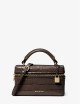 Borsa a tracolla convertibile Jana extra-small in pelle stampa coccodrillo cioccolato