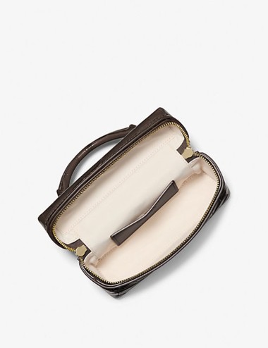 Borsa a tracolla convertibile Jana extra-small in pelle stampa coccodrillo cioccolato