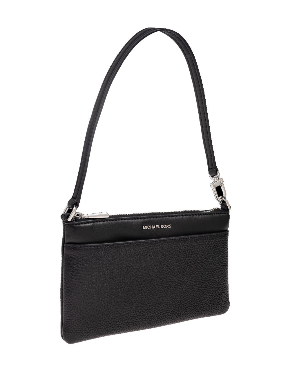 Pochette da polso convertibile Jet Set media in pelle martellata nera