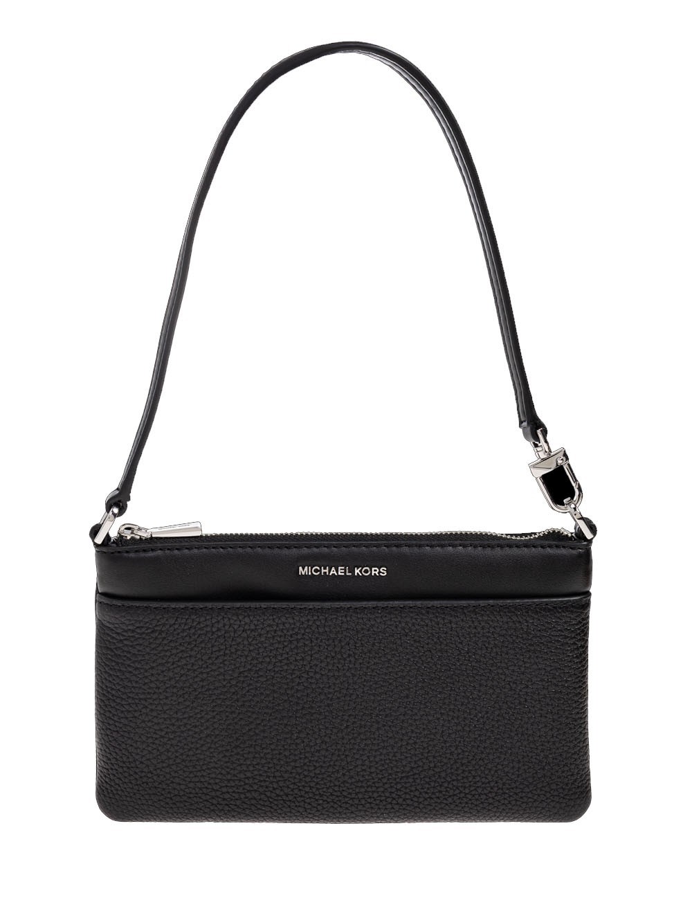 Pochette da polso convertibile Jet Set media in pelle martellata nera
