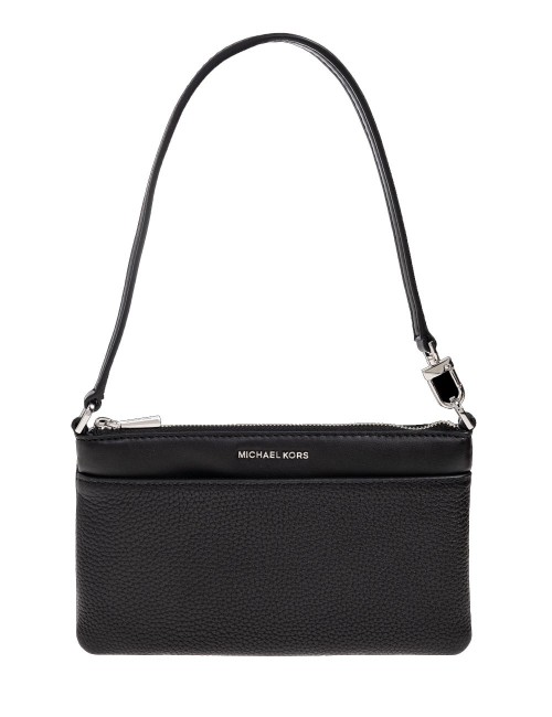 Pochette da polso convertibile Jet Set media in pelle martellata nera