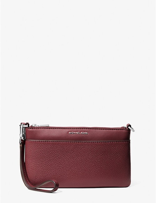 Pochette da polso convertibile Jet Set media in pelle martellata rossa