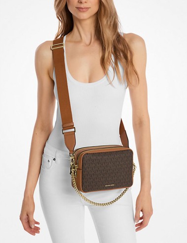 Camera bag a tracolla Bryant media con logo BRONZO/GHIANDA