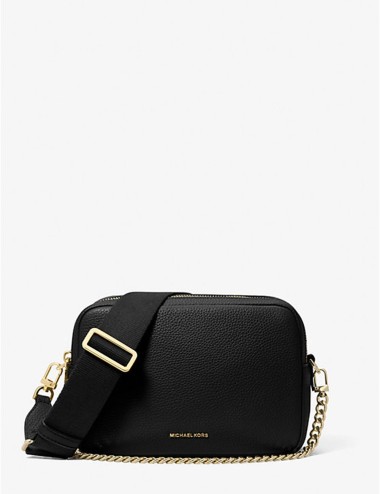 Camera bag a tracolla Bryant media in pelle martellata nera