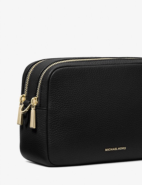 Camera bag a tracolla Bryant media in pelle martellata nera