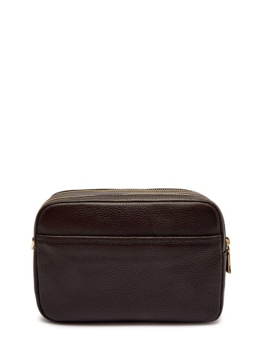 Camera bag a tracolla Bryant media in pelle martellata cioccolato