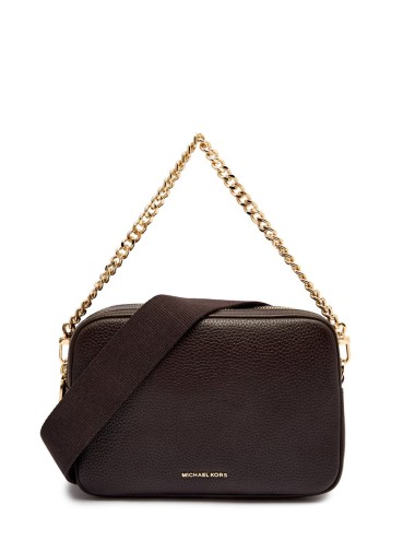 Bryant Medium Pebbled Leather Camera Crossbody Bag chocolate