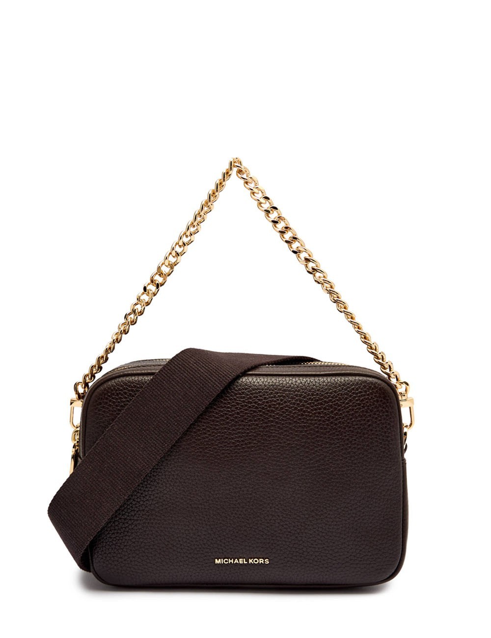 Camera bag a tracolla Bryant media in pelle martellata cioccolato