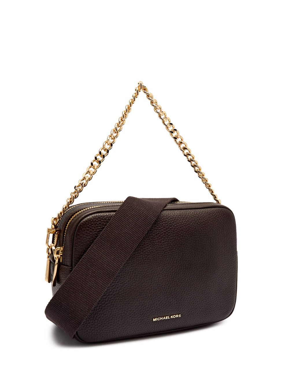 Camera bag a tracolla Bryant media in pelle martellata cioccolato