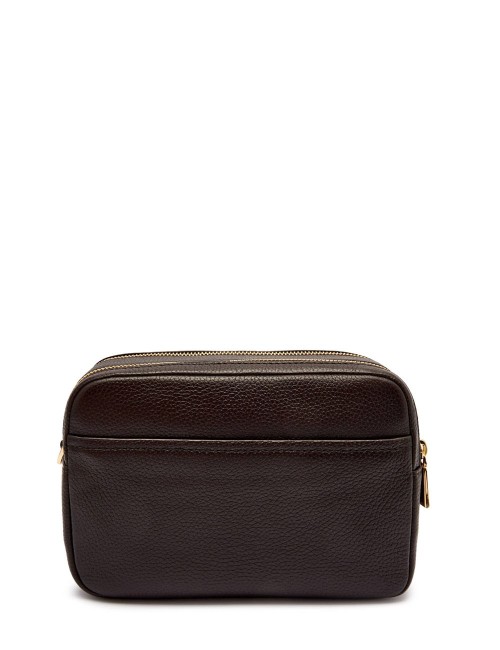 Bryant Medium Pebbled Leather Camera Crossbody Bag chocolate